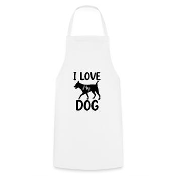 J’aime mon chien - Tablier de cuisine - blanc - Devant - AI Model Male 185 dark (185cm)