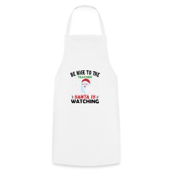 Be nice to the teacher Santa is Watching Norwegian - Cooking Apron - white - Front - AI Model Male 185 dark (185cm)