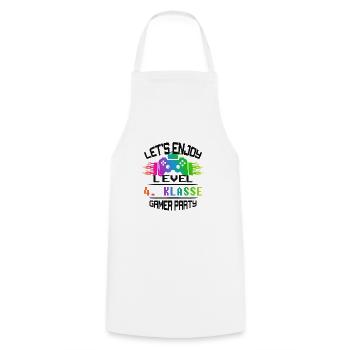 Level 4. CLASS keep calm and game on - Cooking Apron - white - Front - AI Model Male 185 dark (185cm)