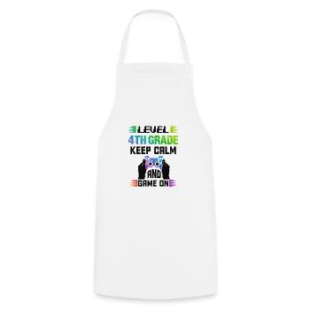 Level 4TH GRADE keep calm and game on - Cooking Apron - white - Front - AI Model Male 185 dark (185cm)