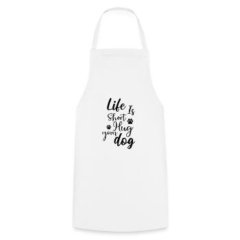 La vie est courte embrassez votre chien - Tablier de cuisine - blanc - Devant - AI Model Male 185 dark (185cm)