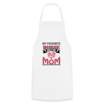 MY FAVORITE SISTER CALLS ME MOM - Cooking Apron - white - Front - AI Model Male 185 dark (185cm)