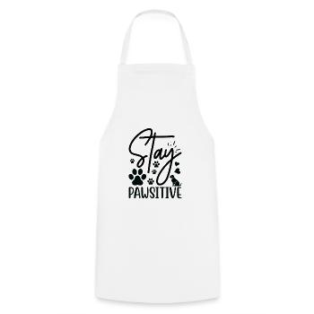 Restez pawsitive - Tablier de cuisine - blanc - Devant - AI Model Male 185 dark (185cm)