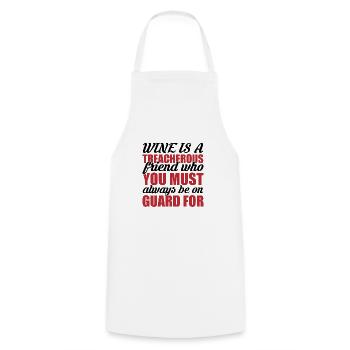 Le vin est un ami perfide - Tablier de cuisine - blanc - Devant - AI Model Male 185 dark (185cm)