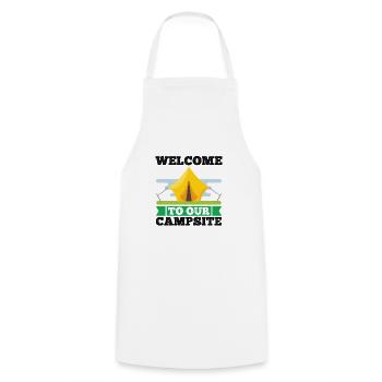 Camping Camper Nature drôle de dicton - Tablier de cuisine - blanc - Devant - AI Model Male 185 dark (185cm)