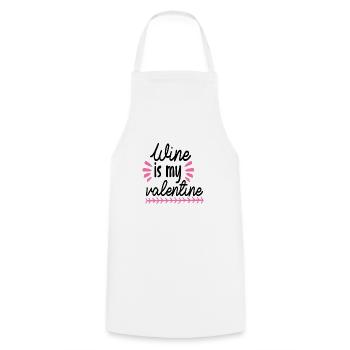 Le vin est ma Saint-Valentin - Tablier de cuisine - blanc - Devant - AI Model Male 185 dark (185cm)