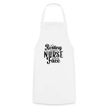 Resting nurse face - Cooking Apron - white - Front - AI Model Male 185 dark (185cm)