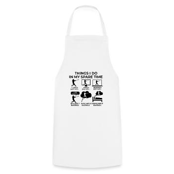 Ce que je fais pendant mon temps libre - Baseball - Tablier de cuisine - blanc - Devant - AI Model Male 185 dark (185cm)
