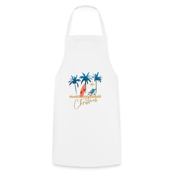 Palm Trees Merry Christmas Christmas Gift - Cooking Apron - white - Front - AI Model Male 185 dark (185cm)