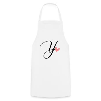 Première lettre Y lettre Ypsilon Calligraphie - Tablier de cuisine - blanc - Devant - AI Model Male 185 dark (185cm)