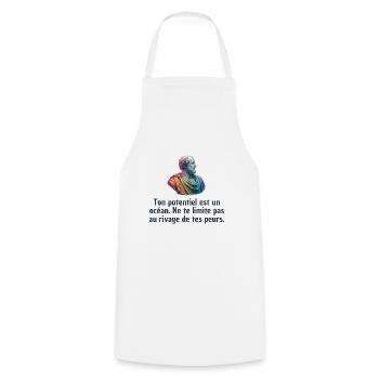 T-shirts Stoïcisme : L'inspiration à portée de soi - Tablier de cuisine - blanc - Devant - AI Model Male 185 dark (185cm)
