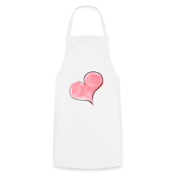 Heart Watercolor Pink - Cooking Apron - white - Front - AI Model Male 185 dark (185cm)
