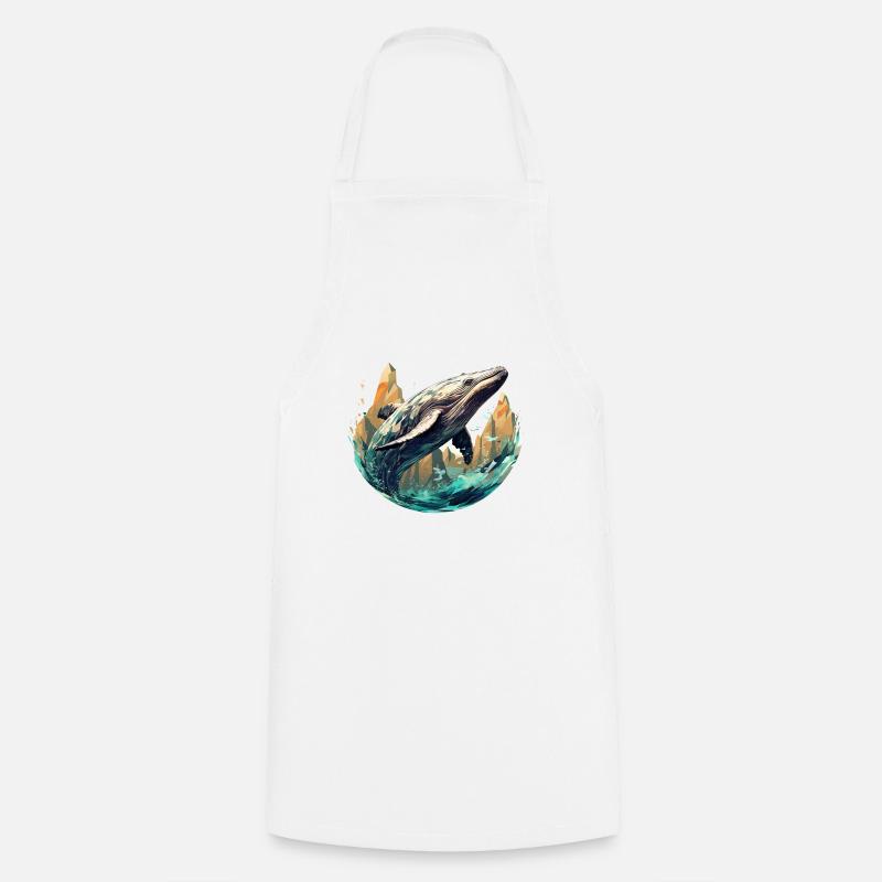 Baleine - élégant, moderne, abstrait - art de baleine - Tablier de cuisine - blanc
