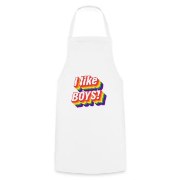 Gay LGBT Homosexuality Boys - Cooking Apron - white - Front - AI Model Male 185 dark (185cm)
