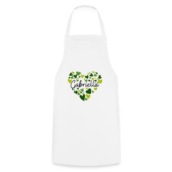 gabriella Name Design with Heart-Shaped green Hear - Cooking Apron - white - Front - AI Model Male 185 dark (185cm)