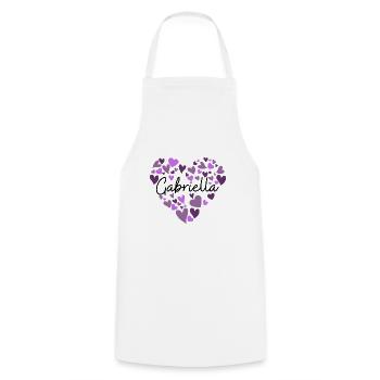 gabriella Name Design with Heart-Shaped purple Hea - Cooking Apron - white - Front - AI Model Male 185 dark (185cm)