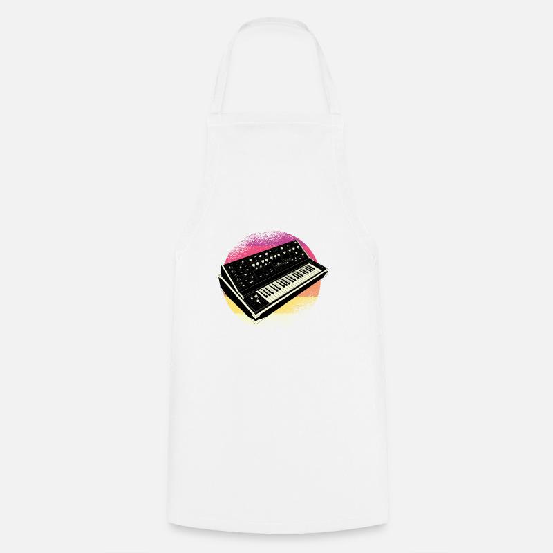 Synthesizer Analog Modular Vintage Retrowave - Cooking Apron - white