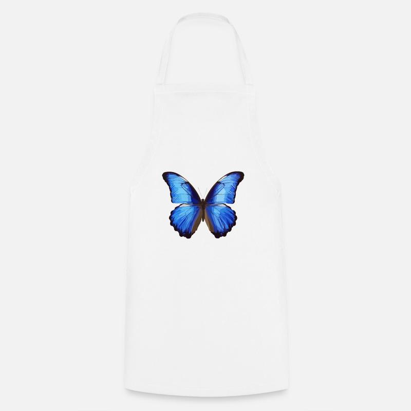 Blauer Morpho-Schmetterling - Kochschürze - Weiß