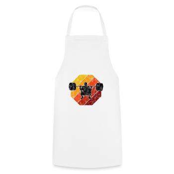 Musculation Bodybuilder GYM Fitnessstudio Retro - Tablier de cuisine - blanc - Devant - AI Model Male 185 dark (185cm)