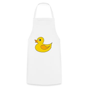 Ente Entchen Quietscheente Quak - Kochschürze - Weiß - Vorne - AI Model Male 185 dark (185cm)