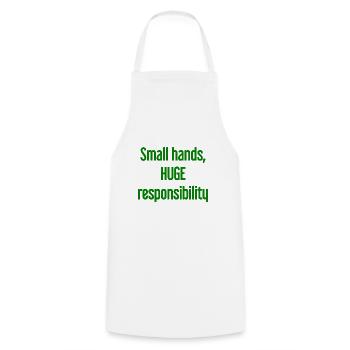 Small Hands, Huge Responsibility Parent Saying - Cooking Apron - white - Front - AI Model Male 185 dark (185cm)