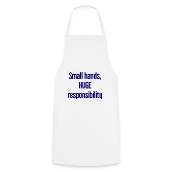 Small Hands, Huge Responsibility Parent Saying - Cooking Apron - white - Front - AI Model Male 185 dark (185cm)
