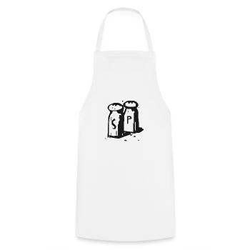 Essen Vegan Fitness Salz Pfeffer - Kochschürze - Weiß - Vorne - AI Model Male 185 dark (185cm)