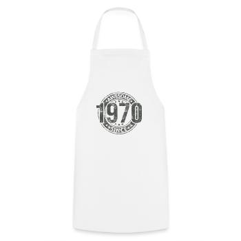 Génial depuis l’anniversaire rétro vintage des années 1970 - Tablier de cuisine - blanc - Devant - AI Model Male 185 dark (185cm)
