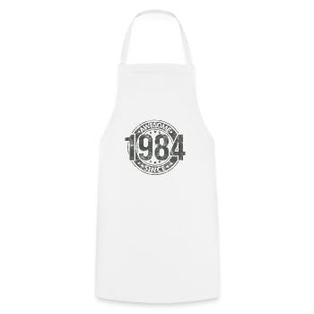 Génial depuis l’anniversaire rétro vintage 1984 - Tablier de cuisine - blanc - Devant - AI Model Male 185 dark (185cm)