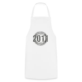 Génial depuis l’anniversaire rétro vintage 2011 - Tablier de cuisine - blanc - Devant - AI Model Male 185 dark (185cm)