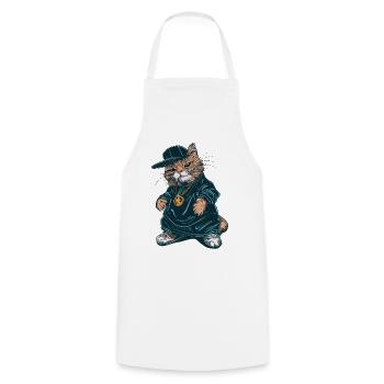 Cat West Coast Rapper - Tablier de cuisine - blanc - Devant - AI Model Male 185 dark (185cm)