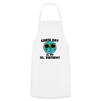 Earth Day Is My 50. Birthday - 50. Geburtstag 1974 - Kochschürze - Weiß - Vorne - AI Model Male 185 dark (185cm)
