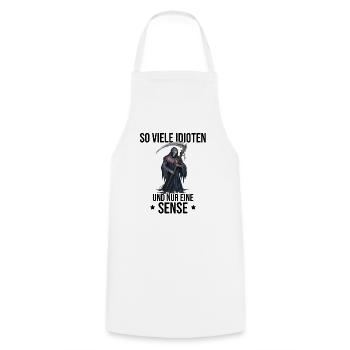 So many idiots and only one scythe - Grim Reaper - Cooking Apron - white - Front - AI Model Male 185 dark (185cm)