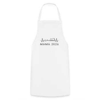 Maman 2026 Heartbeat Grossesse Annonce - Tablier de cuisine - blanc - Devant - AI Model Male 185 dark (185cm)