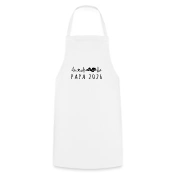 Dad 2026 Heartbeat Pregnancy Announce - Cooking Apron - white - Front - AI Model Male 185 dark (185cm)