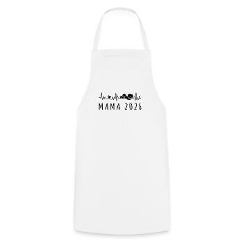 Maman 2026 Heartbeat Grossesse Annonce - Tablier de cuisine - blanc - Devant - AI Model Male 185 dark (185cm)
