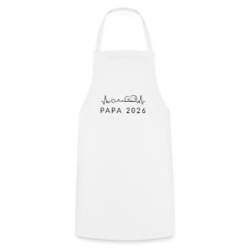 Futur Papa 2026 Battement de Cœur Grossesse - Tablier de cuisine - blanc - Devant - AI Model Male 185 dark (185cm)