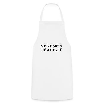 Lübeck Coordinates - Cooking Apron - white - Front - AI Model Male 185 dark (185cm)