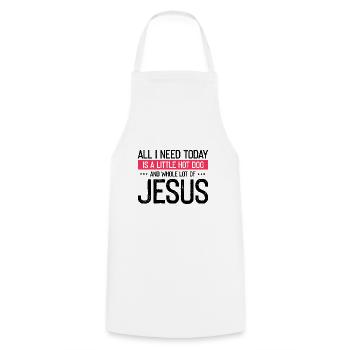 Jésus et Hot Dog Dieu Christ Chrétien - Tablier de cuisine - blanc - Devant - AI Model Male 185 dark (185cm)