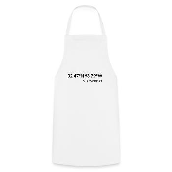 Shreveport, Louisiana, USA Coordinates - Cooking Apron - white - Front - AI Model Male 185 dark (185cm)