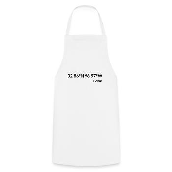 Irving, Texas, United States Coordinates - Cooking Apron - white - Front - AI Model Male 185 dark (185cm)