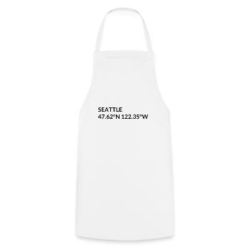 Seattle Washington USA Coordinates - Cooking Apron - white - Front - AI Model Male 185 dark (185cm)