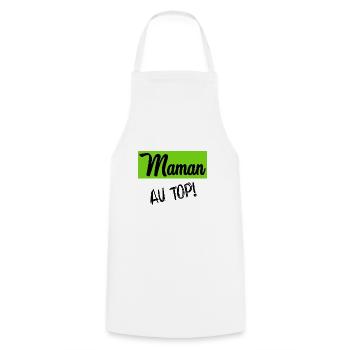 MOM - Cooking Apron - white - Front - AI Model Male 185 dark (185cm)