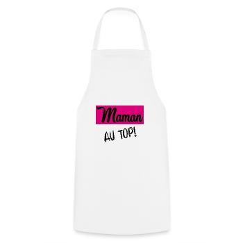 MOM. MOTHER'S DAY. HAPPY MOTHER'S DAY - Cooking Apron - white - Front - AI Model Male 185 dark (185cm)