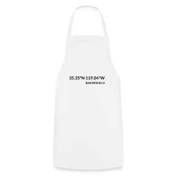 Bakersfield, California, United States Coordinates - Cooking Apron - white - Front - AI Model Male 185 dark (185cm)