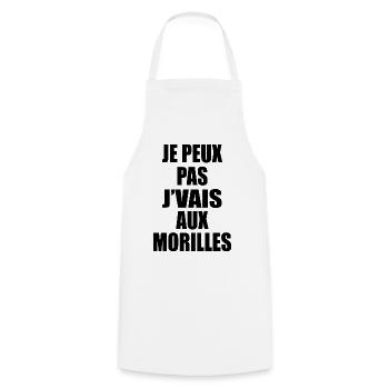 J’peux pas j’vais aux morilles - Tablier de cuisine - blanc - Devant - AI Model Male 185 dark (185cm)