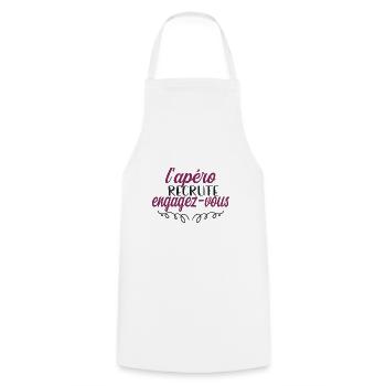 apéro recrute engagez vous - Tablier de cuisine - blanc - Devant - AI Model Male 185 dark (185cm)