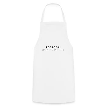 Rostock coordinates - Cooking Apron - white - Front - AI Model Male 185 dark (185cm)