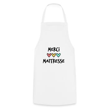 MISTRESS. THANK YOU. THANK YOU MISTRESS - Cooking Apron - white - Front - AI Model Male 185 dark (185cm)