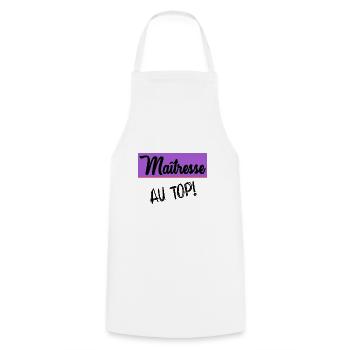 MISTRESS. THANK YOU - Cooking Apron - white - Front - AI Model Male 185 dark (185cm)